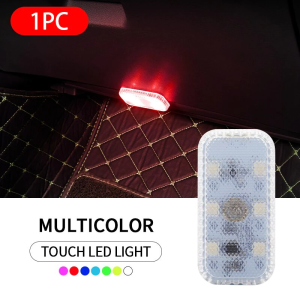 Car LED Touch Lights 7 Colors Wireless Interior Light USB Roof Ceiling Night Door Foot Trunk Storage Light Display