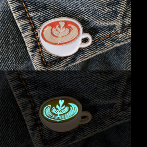 Creative Coffee Cup Brooch Luminous Cartoon Coffee Mug Lapel Pins Scarf Pins Glow in the Dark Latte Clothes Lapel Pi