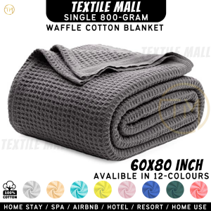 High-Quality Cotton Waffle Thermal Blanket 60x80 inches for Hospital Home Stay Resort Airbnb & Spa - Dark Grey/Light Brown/Hot Pink/Olive Green/Light Blue