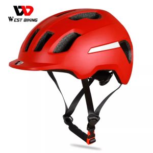 West Biking Adult Cycling Helmet Breathable Bicycle Scooter Electric Bicycle Helmet Unisxe Reflective Head Protection Men Women Adjustable Helmet