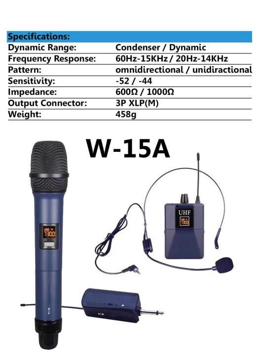 W 15A UHF Wireless Microphone 10 selectable channel 1 Handheld