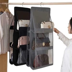 Túi Treo Giỏ Sách 6 Ngăn Treo Tường Có Móc Treo Tiện Lợi Túi Treo Bảo Vệ Túi Sách Khỏi Bụi Bẩn