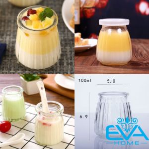 Set 24 Hũ Thuỷ Tinh Có In Hình Hoạ Tiết Đựng Sữa Chua - Bánh Pudding - Bánh Cupcake Kèm Nắp Đậy 100Ml SP4826