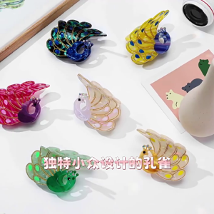 Lightweight Acetate Hair Claw Clip Women Girls Hair Accessories Animal Peacocks Design Delicate Hair Grip