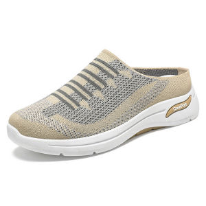 IELGY Womens Summer Slip-ons Relaxed Breathable Fly-knit Mules