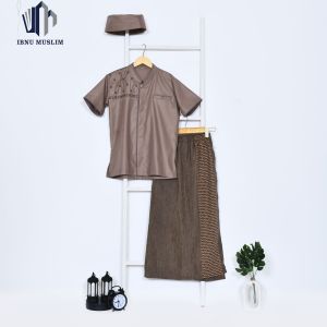 Pakaian Muslim Anak Setelan Baju Koko Sarkoci Sarung Koko Celana Lengan Pendek 3-12 Tahun Free Peci