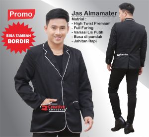 JAS + BORDIR NAMA | jas polos Lis putih / jas almamater full furing / Jas Nikah - Jas Sekolah - Jas Pondok Dan Jas Pria Slimfit / Jas Almamater sekolah instansi