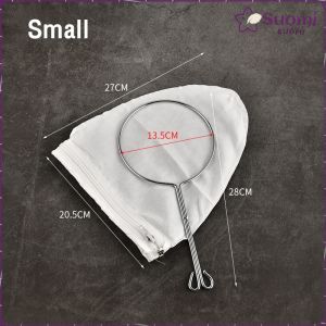 Suomi Reusable Mesh Milk Tea Filter Bag With Handle Steel Ring Cotton Cloth Filter Kitchen Accessories