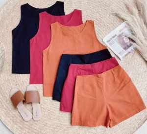 Summer Beach Casual  Boho Plain Korean Sleeveless Top and Shorts Set Terno   - xs to large - classy and elegant - timeless classic  - timeless piece - casual office or party - classic piece - super kapal ng tela - hindi kayo magsisi - our aim is to prod
