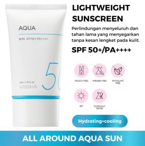 MISSHA All Around Safe Block AQUA Sun SPF50+ PA++++ 50ml (Sunscreen / Sunblock / Sunblok / Tabir Surya - Untuk Semua Jenis Kulit - Menenangkan Melembabkan dan Melindungi Kulit dari Sinar UV) Original Korea BPOM