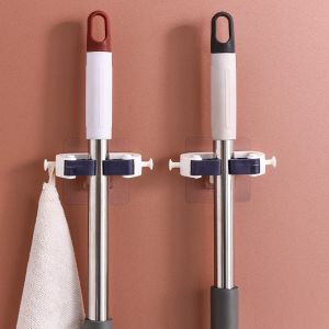 Wall-Mounted Bathroom kitchen rag Bath ball Dustpan broom Mop Hook Storage hanging organizer Rack