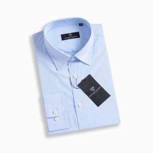 Áo Sơ Mi Nam Kẻ Nhỏ Xanh Nhạt – Chất Vải Mịn Mát – Form Slimfit Công Sở – Đi Làm Đi Tiệc