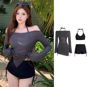 Gather pure sensual beachside sandwear bikini top with flat hems one-piece swimsuit spa swimsuit