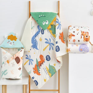 Baobaoz Soft Newborn Baby Cotton Hooded Blanket Bedding Blanket Wrap Swaddle Napkin