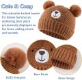 JANGANNSA Beruang Comel Bayi Beanie Bawal Bayi Lelaki Topi Bayi Kanak-kanak Kecil Musim Sejuk Berkait Beanies untuk Kanak-kanak Perempuan. 
