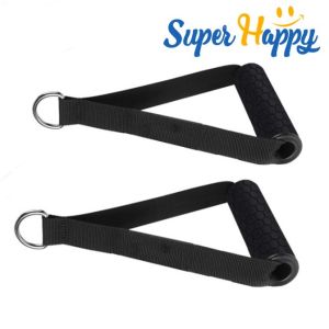 อุปกรณ์เคเบิ้ล Nylon Cable Hard Grip Stirrup Handle (1 คู่) ด้ามจับยางกันลื่น Exercise Machine Attachments