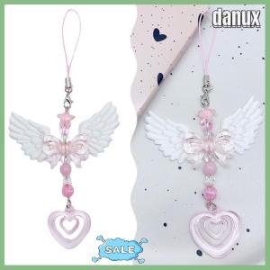 danux ห่วงโซ่ห้อยโทรศัพท์มือถือรูปโบว์รูปหัวใจน่ารักสำหรับเด็กผู้หญิงกระเป๋าพวงกุญแจแฟชั่นหวานๆสำหรับตกแต่งของขวัญ