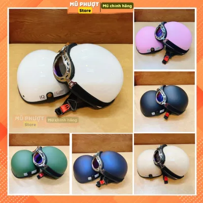 DANSHOP Thời Trang - An Toàn - Chất Lượng - Giá Rẻ Mũ bảo hiểm nửa đầu 1/2 chính hãng màu sữa bóng có kính phi công kính uv nón bảo hiểm cao cấp freesize