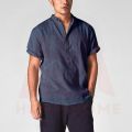 Kemeja Kurta Lelaki Lengan Pendek Cotton Men's Koko Shirt Casual Plain Shirt Retro Linen Stand Collar Polo Shirt. 