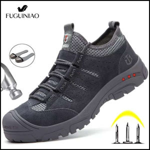 Jeep Spirit รองเท้าประกันใหม่2026รองเท้าผู้ชาย Anti-Smashing Anti-Piercing Big Toe Cap Safety Shoes Casual Protective Shoes Safety Shoes Loafers (จัดส่งฟรี)