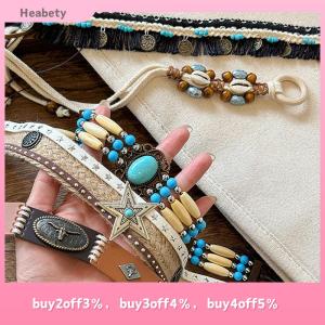Heabety Bohemian Retro Ethnic Style Waist Rope For Women Girls Simple Dress Belt Hand Woven Waist Chain Clothing Accessories Gifts