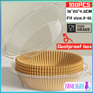 [✅SG Ready Stock] 100Pcs Air Fryer Parchment Paper Liners Non-Stick Disposable Basket Unperforated Round Paper
