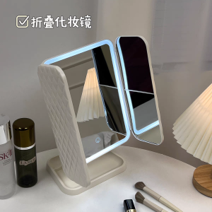 Gương Trang Điểm Có Đèn Led 4K Gương Trang Điểm Để Bàn Xoay 360 Độ Phóng Đại Gấp 3 Lần Tiện Lợi Sạc Pin Cao Cấp HTV