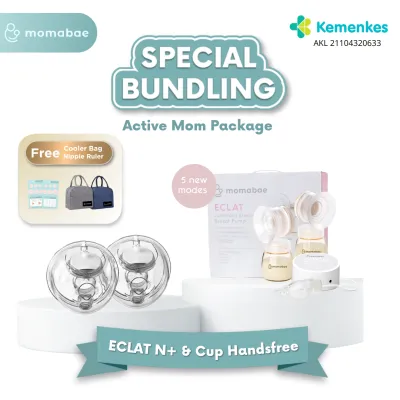 MOMABAE - ECLAT + HANDSFREE CUP Bundling Double Breast Pump / Pompa ASI Elektrik / Breast Pump Electric / Pumping ASI Elektrik Portable