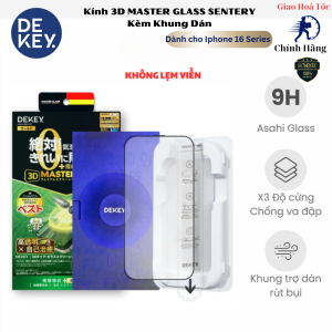 [Japan] Kính Cường Lực DEKEY MASTERGLASS 3D SENTERY cho Iphone 17/ 17 Air/ 17 Pro/ 17 Pro max/ Iphone 16 Pro max/ 16 pro/16 plus/ 16/ 15 Không Lẹm Viền Kèm Khung Trợ Dán