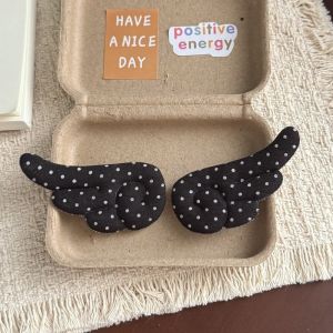 1 Pairs Sweet Polka Dot Angel Wings Hair Clips Japanese Style White Duckbill Bangs Hairpin Harajuku Side Hair Barrettes Women h2610