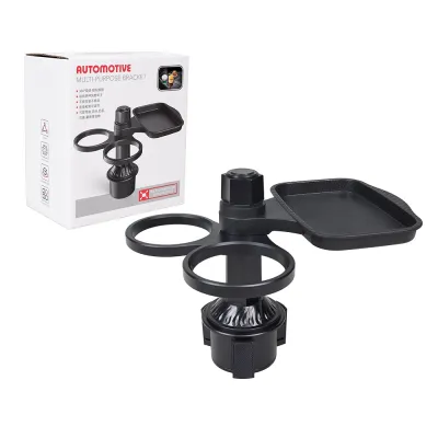Travel Tray 4in 1 Cup Holder Car Food Drink Table Extender Storage Rack Dining 360 Degree For Vehicle