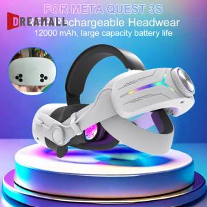 Adjustable RGB Head Strap with 12000mAh Battery for Meta Quest 3S VR Headset Gaming Comfort and Style