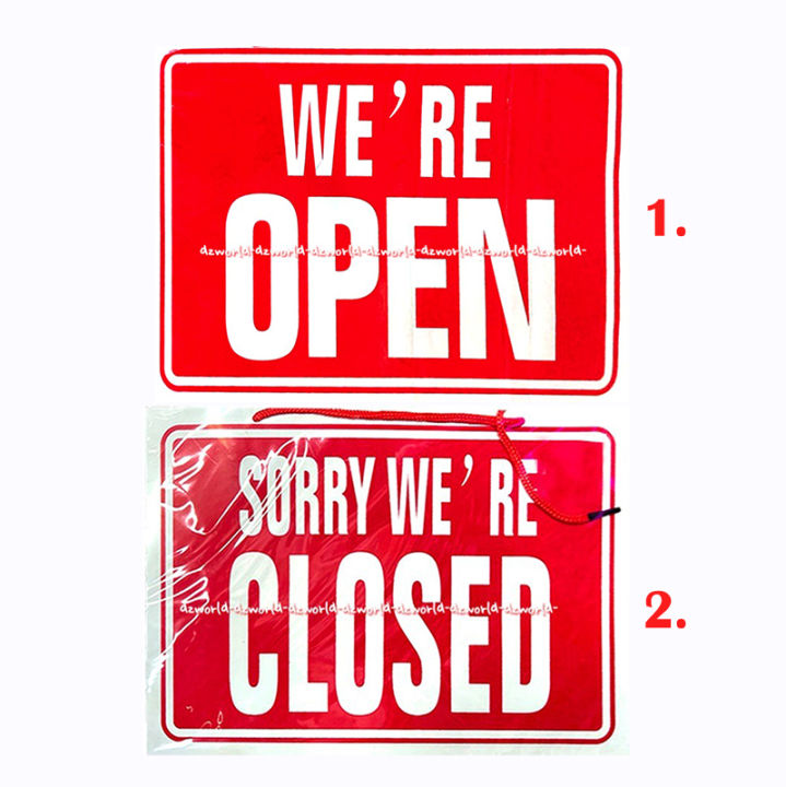 Sorry We're Closed Yes We' re Open Sign Paper Kertas Penanda Toko Tutup Warna Merah Plang Pengumuman Buka Tutup Close Opened