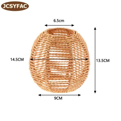 JCSYFAC 1 Piece Vintage Hanging Lampshade Handmade Woven Lamp Shade For Living Room Bedroom Hotel Simulated Rattan Light Fixture