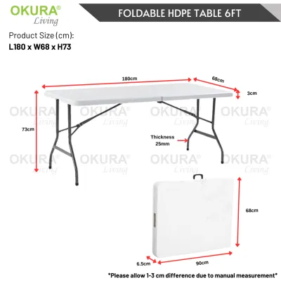 OKURA 4ft & 5ft & 5.7ft Round Fold Half Table Banquet Table Folding Portable Table Dining Table Meja Lipat Bulat 4 & 5 kaki