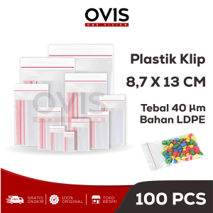 Plastik Klip 87x13 cm Ziplock Zipper Lock Kantong PE Obat Isi 100 Pcs
