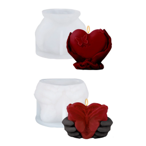 Heart Shape Silicone Molds for Epoxy Resin Soap Holding Heart in Hand Silicone Molds for Gypsum Decoration