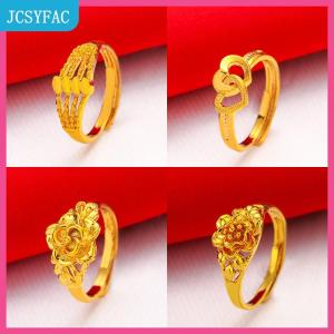 JCSYFAC  Mạ Vàng May Mắn Vòng Mở Có Thể Điều Chỉnh Thời Trang Đơn Giản Chuyển Vòng Cho Phụ Nữ Tất Cả Các Trận Đấu Ngón Tay Sang Trọng Phụ Kiện
