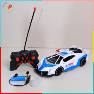 Xe cảnh sát điều khiển từ xa pin sạc phun khói 666-159 PeeKaPaw Toys