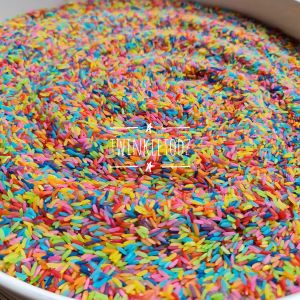 Rice/Sand/Water Construction Wheel Sensory Play and Rainbow Colour Rice (500g) Set