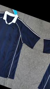 AU retro three-leaf light blue short-sleeved football jersey Football uniform jersey