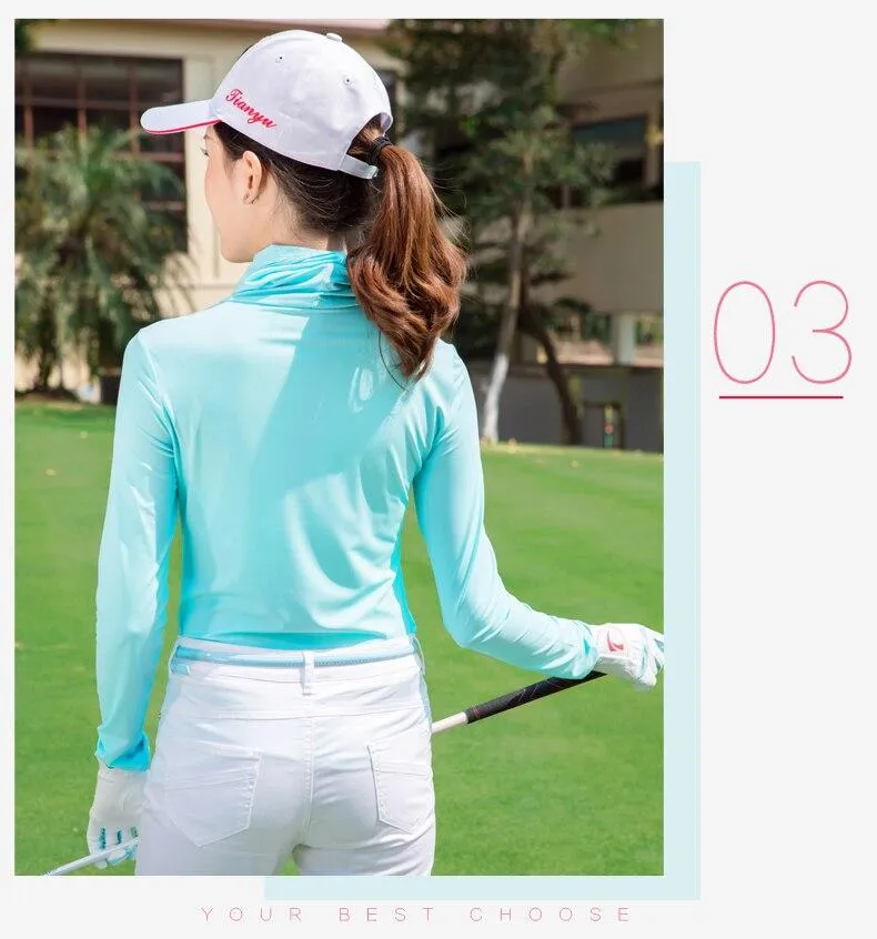 Golf Clothing Womens Shirt Fashion Tops Summer Ladies Ice Silk