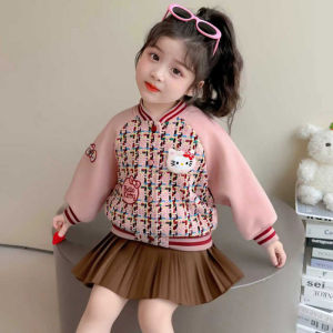 Christmas gifts Halloween Cartoon Hello Kitty Girls Baseball Jacket Autumn New Fashion Kawaii Anime Korean Style Childrens Coat Sweet Comfortable Tops