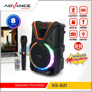 Advance KS-821 Speaker Aktif Gratis 1 Mic Wireless Salon 8 Inci Dengan BLUETOOTH AUX ECHO