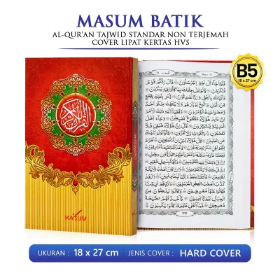 Al Quran Wakaf Madinah Masum Batik B5 Standar Cover Lipat Alquran Tajwid Non Terjemah HVS Polos / Lingkar Media LM - LM
