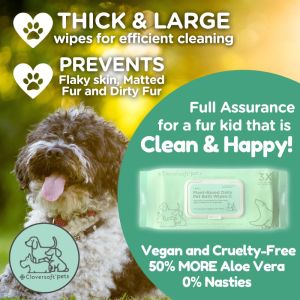 BUY 7 FREE 2: Cloversoft Pets Bath Wipes 70 sheets (Plant Based Unbleached Bamboo)