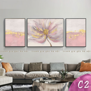 Trừu tượng vải canvas cỡ lỡn treo sau sofa phòng khách đầu giường trang trí khách sạn khung composite cao cấp