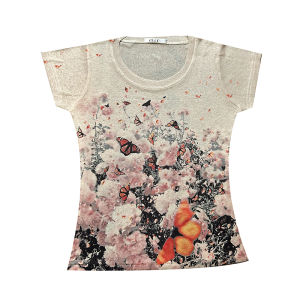REHIN Womens top Summer new fashion unique print short-sleeved T-shirt cotton bottoming shirt S-3XL slim fit blouse