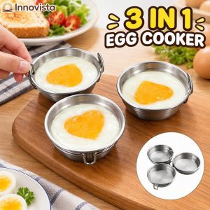 3 In 1 Stainless Steel Egg Cooker Non Stick Egg Steamer Boiled Egg Artifact Durable Kitchen Cooking Tool For Breakfast