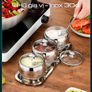 Bộ 3 hũ đựng gia vị chất liệu Inox 304 nâng tầm không gian bếp Việt. Phong cách Hàn Quốc.